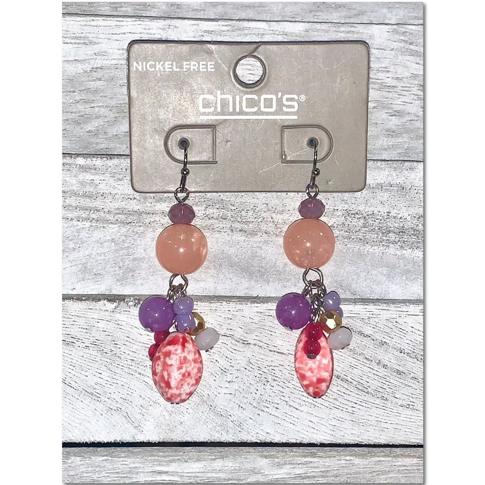 Chico's Resort Wear Beaded Dangle Earrings NWT